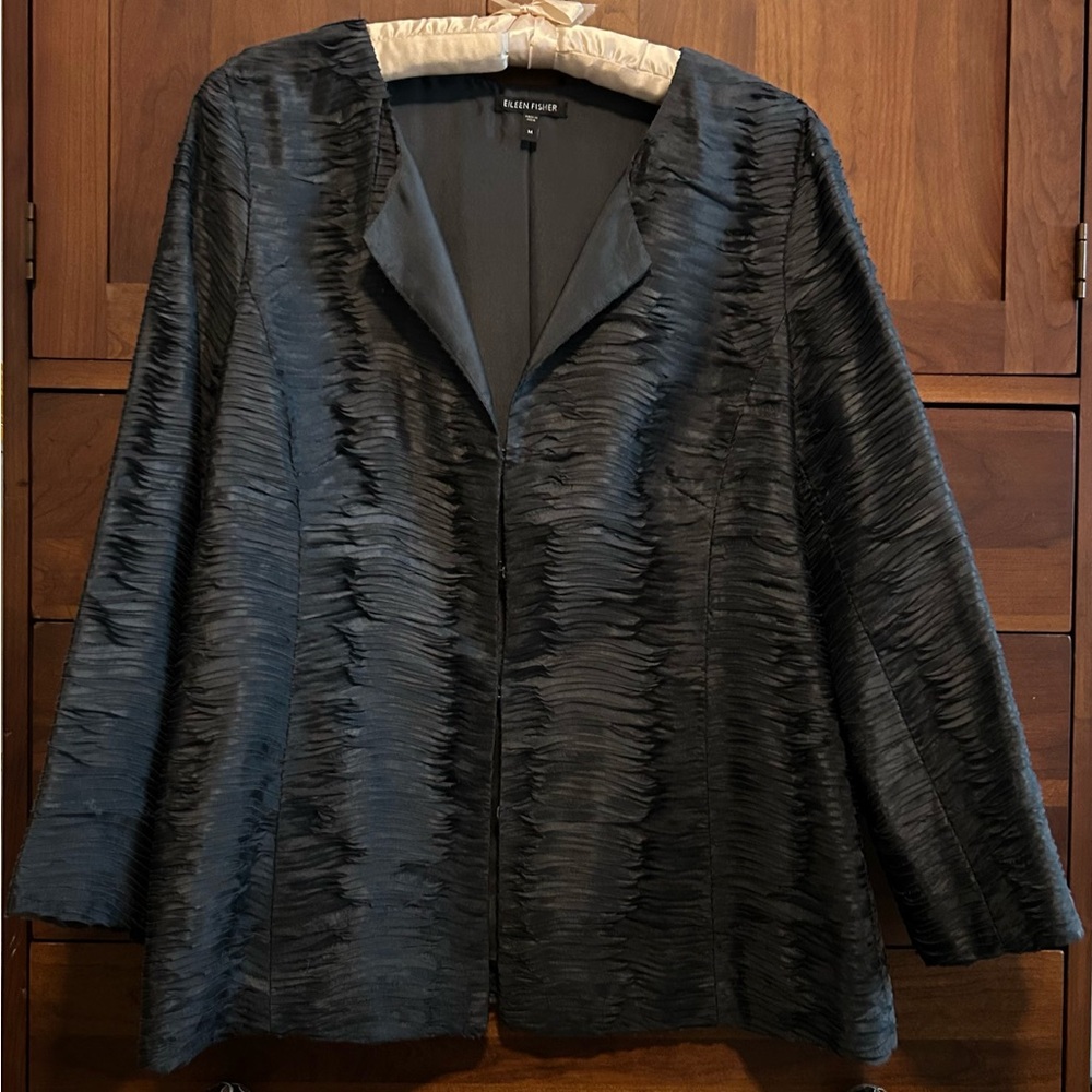 Eileen Fisher Black Ripple Bindu Textured Blazer